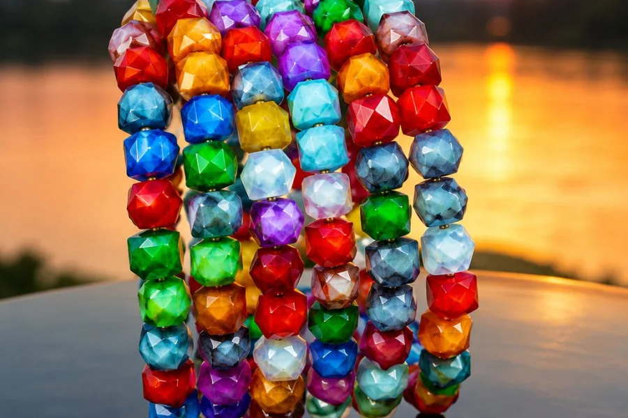 Store pieces flat and apart — gemstones and finishes scratch each other.