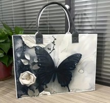 Elegant Butterfly Pattern Large Capacity Felt Tote Bag