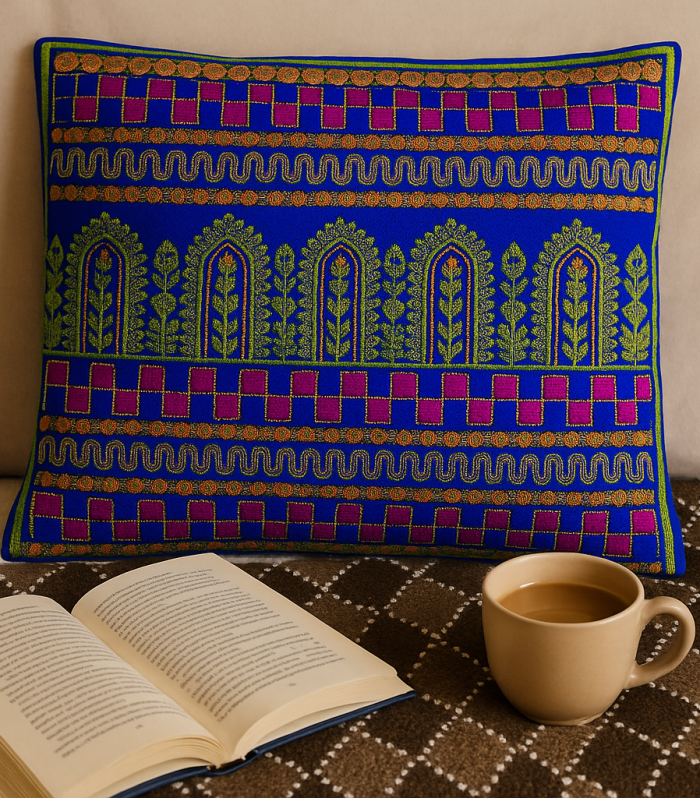 Serene Meadows Embroidered Cushion Covers (Set of 5)
